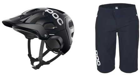 POC Tectal Fahrradhelm - Leichter Trail- und All-Moutainh-Helm & Herren Essential Enduro Shorts, Uranium Black, LRG