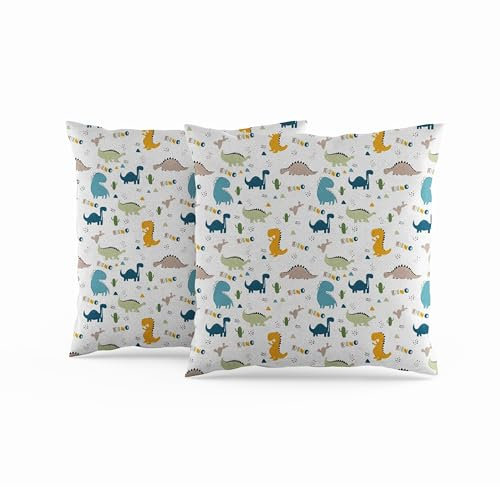 ggaimwf Kids Cushions with Covers Included Dinosaur Cartoon Animal Dino Linen Square Pillowcases for Children's Room Playroom Nursery Sofa Bed Double Sided Cushion Covers 45x45cm Set of 2