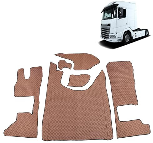 LKW Fußmatten Für DAF XG,XG+ Braun Trucks LKWs Automatisch Tunnelabdeckung Öko-Leder Interieur Zubehör LKW Dekoration,Nicht gefederter Beifahrersitz mit klappbarem Beifahrersitz