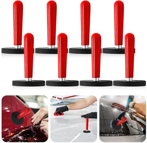 LEKEFETO 8 Stück Auto Montagemagnet: Verpackungs Gripper Magnethalter, Montagemagnette Magnet, Folierungs Werkzeug für Folieren Folie, Car Wrapping, Auto Folie DIY, Auto Folie Wrap, (Rot)