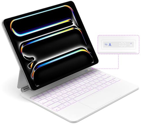 GOKOCO Custodia Magic Keyboard per iPad Pro 13 M4 2024, tastiera magnetica staccabile facile da impostare con trackpad multi-touch, retroilluminazione a 7 colori, supporto a sbalzo galleggiante,