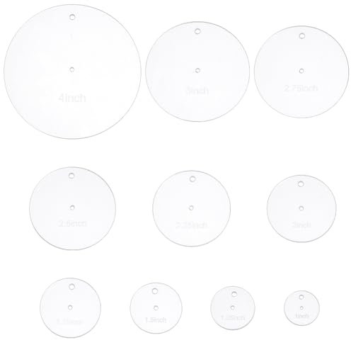 BENECREAT 10 Sizes Acrylic Quilting Template, Flat Round Creative Stitching Templates Transparent Quilt Ruler for DIY Hand Patchwork, Machine Quilting, Sewing Needlework Craft
