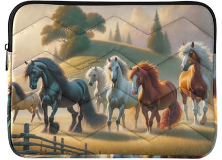Gesteppte Laptophülle, Pferde-Tragetasche, Laptoptasche, 39,6 cm (15,6 Zoll)