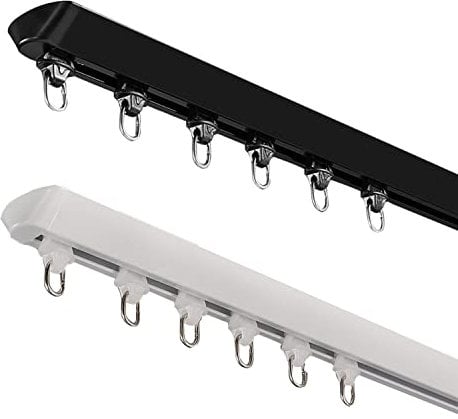 Robuste Metall-Vorhangschiene, Deckenhalterung, 5,5 m, Einzelschiene, Weiß
