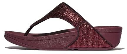 Fitflop Damen Lulu Crinkled-Shimmer Zehentrenner, Metallic Plumberry, 36 EU