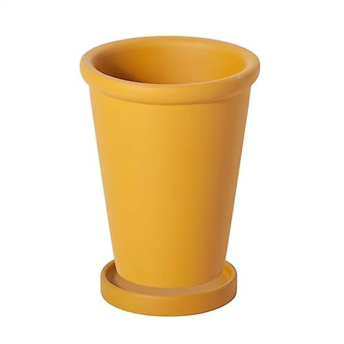 Pot De Fleur Exterieur Pots de fleurs de couleur unie, hauts, fins, ronds et épais, hauts et simples avec plateau, jardinières en céramique for la maison/bureau/jardin/balcon Pots De Pépinière(Orange,