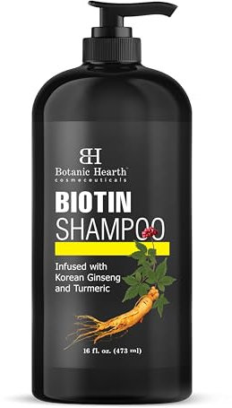 Botanic Hearth Biotin-Shampoo – angereichert mit koreanischem Ginseng und Kurkuma für stärkeres, dicker aussehendes Haar, sulfat- und parabenfrei, 400 ml
