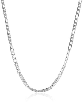 Jeweidea Personalisierte Kette Mit Namen - Edelstahlkette Herren Mit Gravur - Namenskette Personalisiert - Geschenk für Männer, Vatertag, Jahrestag, Ihn (B-Namen 2)