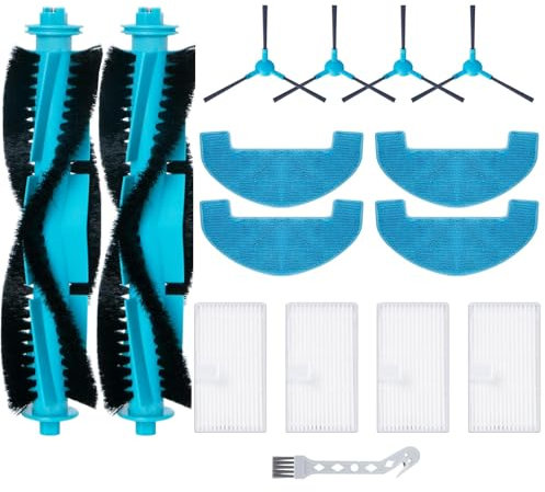 C-U Kit d'accessoires pour aspirateur Robot pour Ultenic D10 Accessoires Inclus : 2 Brosse à Rouleau Principal, 4 filtres Hepa, 4 tampons de Nettoyage, 4 brosses latérales, 1 Brosse