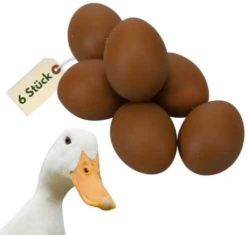 6x Legeeier Kunsteier Nesteier für Hühner Gipseier Bruteier Fasanen Gänse Enten Künstliche Eier Enteneier Braun