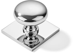 khtumeware 2 Pack 1-1/2 Inch Polished Chrome Cabinet Knobs with Vintage Backplate - for Drawers, Cabinets & Bi-Fold Doors