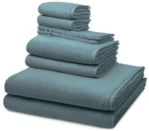 Ross - 8 teiliges Frottier-Set - Sensual Skin (2 X Wasch- 2 X Gäste- 2 X Dusch- 2 X Handtuch im Set) - 500 g/m2 - Baumwolle - Walkfrottee - saugstark - weich und flauschig - Pazifik