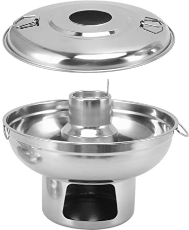 Tissting Stainless Steel Thai Hot Pot Tom Yum Serving Bowl, Shabu Shabu Dry Ice Milk Tea Hot Pot for Ice Cream Fruit Dessert Home Party, Food Serving Cookware(2#) (Silver)