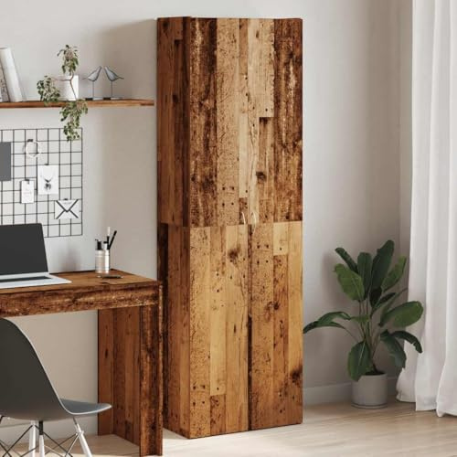 Refined Stauraum Lagerschrank für Büro Schrank Büromöbel Aufbewahrungsschrank Highboard Altholz-Optik 60x32x190 cm Holzwerkstoff