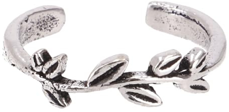 GURU SHOP Modeschmuck Ring aus Indien, Blätterranke Daumenring - Silber