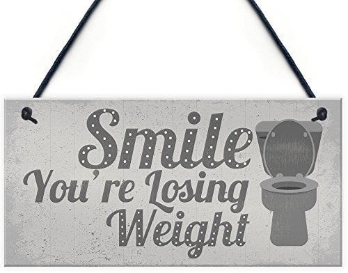RED OCEAN Losing Weight Novelty Funny Bathroom Toilet WC Door Wall Sign Cafe Pub Office Plaque
