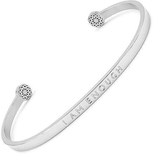 SIMPLE PLEDGE | I am Enough Armreif | Armband Damen mit Gravur in Silber, Gold, Roségold | Perfekt als Schmuck Geschenk | Blindgravur
