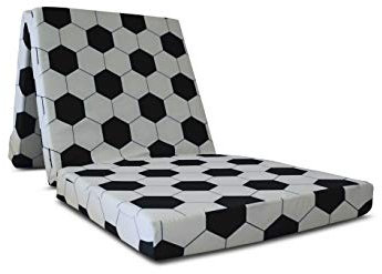 Visco Therapy Folding Futon Mattress Single 190x63x8 cm – Soccer Black Design Z Bed Guest Mattress with Washable Polyester Cover – Portable Foam Futon for Kids’ Sleepovers, Camping & Guest Rooms