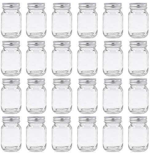 U Pack 2oz Mason Jar with Silver Lid for Honey Jam Spice Pack of 24 Sets