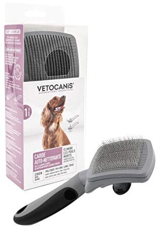 Vetocanis Fellpflegebürste für Hunde, einziehbar und selbstreinigend, 0,2 kg