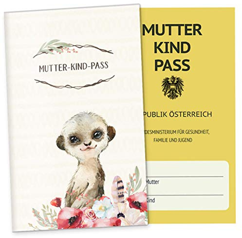 OLGS Mutter-Kind-Passhülle Österreich - Robuste Schutzhülle für MuKi-Pass, stilvolles Wildnis Erdmännchen-Design, ideal für die Schwangerschaftsdokumentation