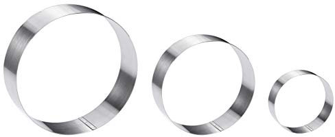Maykito Large Round Cake Ring Set - 3pc Stainless Steel Cookie Cutter - 4/6/8 Inch Biscuit Cutter