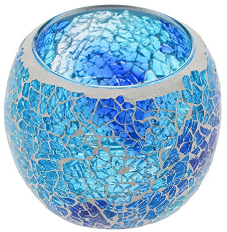 Kepfire Mosaico Bicchiere Porta Candele Casa Festa Natale Decorativo Fatto a Mano Portacandele Candeliere Vaso - Stile C