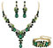 Ever Faith Wedding Jewellery Set for Women, Sparkly Rhinestone Crystal Vintage Floral Teardrop Brides Bridal Necklace Earrings Bracelet Sets Prom Party Costume Jewelry 3 Pcs Green Gold-Tone