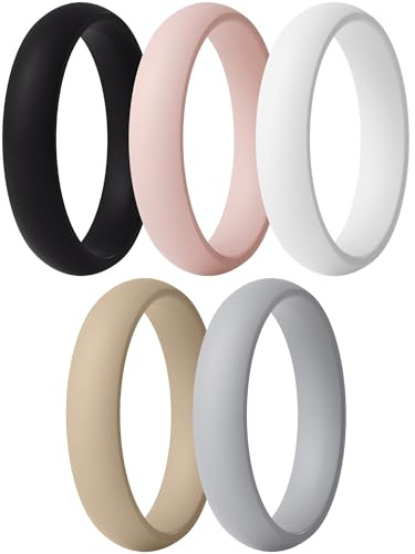 ThunderFit Silicone Bridal Rings Set for Women, Wedding Bands 5.5mm Wide