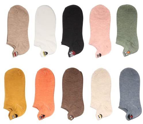 Razatik Lustige Damen Socken, 10-Paar Bunte Socken Niedlich Ausdruck Socks Baumwolle Gestickte Sneakersocken Nicht Rutschend sportsocke