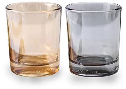 CAWEIN Lot de 2 gobelets en verre pour brosses à dents, support pour pinceaux de maquillage, brosses à dents, lunettes et pinceaux dans la salle de bain (ambre et gris)