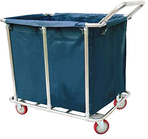 O·Lankeji Heavy Duty Laundry Trolley on Wheels Commercial Laundry Basket with Wheels Stainless Steel Laundry Sorter Hamper with Handle and Removable Bags for Home Hotel (Size : A)