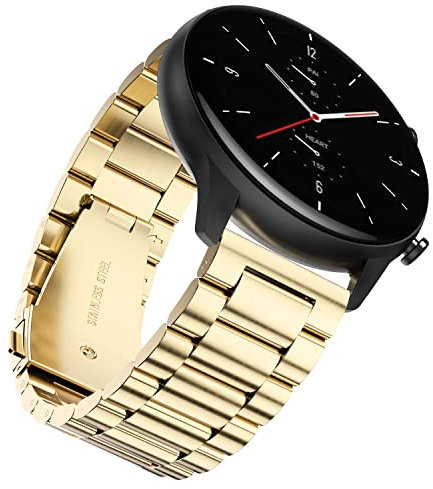 YABZOZ Bracelet Compatible avec Amazfit GTR 2 / GTR 2e / Stratos 3 / GTR 47mm / GTR 3 / GTR3 Pro Metall 22mm Bracelet (or)