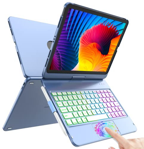 Keyboard Case for iPad Pro 11 inch， Case with Keyboard for iPad Air 5th 4th Generation - Touch Trackpad -10 Color Backlight -360° Protective with Pencil Holder for iPad Pro 11 inch 3rd /2nd/1st Gen