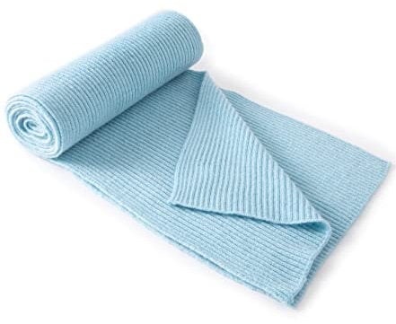 Lallier Unisex-Kaschmirwolle Klassischer, gerippter, fester Schal, ultraweicher, warmer Winterschal mit Geschenkbox (Hellblau)