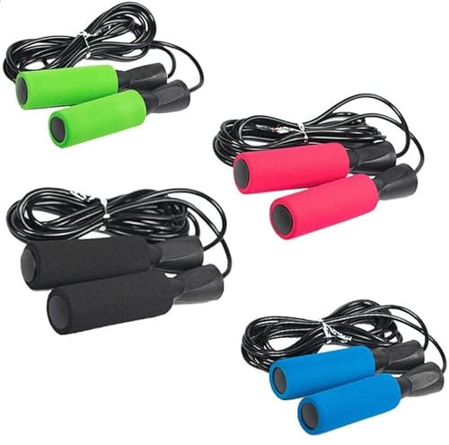 4er Pack Fitness Springseil 280cm - Speed Rope für Hüpf Training Boxen Ausdauer Sport Workout | Seilspringen | Ausdauer & Abnehmen | Springseile für Kinder & Erwachsene | Sprungseil Set in vier Farben