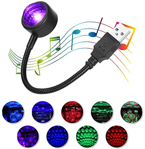 URAQT Upgraded LED Roof Atmosphere Light, USB Sound Activated Smart Voice Control Ceiling Lights Projector Night Light for Home/Party