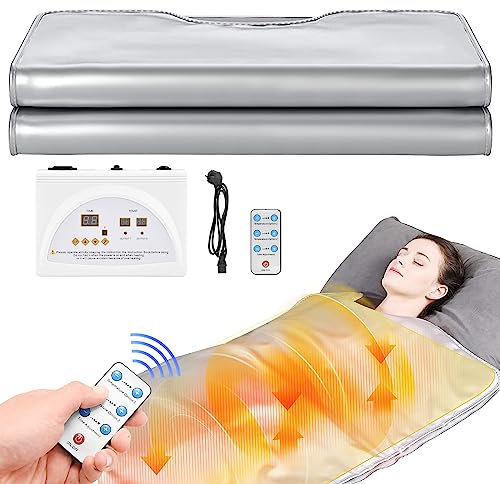 Hlieeosfcn Infrarot-Saunadecke, 2 Zonen Temperaturkontrolle Sauna Decke Professionel Detox Infrared Therapie, Professionelle Sauna mit Fernbedienung, Tragbare Sauna für Zuhause, Schönheitssalon, Spa