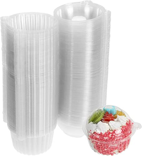 Lawei Pack 200 Clear Cupcake Boxes, 10 cm Plastic Muffin & Cake Containers for Cupcakes, Muffins, Cheese, Sandwich, Fruit