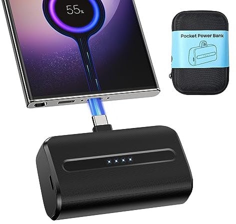 NEWDERY USB C Power Bank 6600mAh, Mini Cargador Portátil de Carga Rápida, Pequeño y Delgado Battery Pack Externo Teléfono para Samsung S24 Ultra/ S23/ Moto/LG/para Pixel/para Android