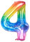 Ponmoo 40 Zoll Foil Luftballon Zahl 4 Neon Regenbogen (101cm), Helium oder Luft, Riesige Folienballons Nummer 0-100, Große Ballons für Hochzeitstag und Geburtstagsparty Ballon Dekoration