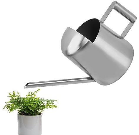 Pflanzengießkanne aus Edelstahl mit Langem Auslauf Gartenblumen Mini-Gießkanne Kleine Gießkanne für Innen- und Außenpflanzen (Silber/300 ml)