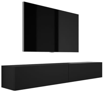 Mueble Colgante para TV, A: 2 x 100 cm, Altura: 34 cm, Profundidad: 32 cm, Negro Mate