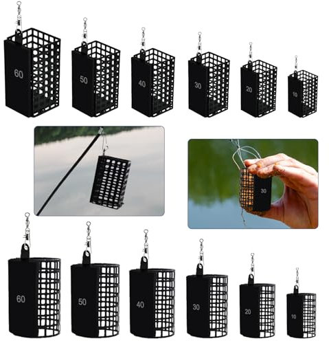 Begonia 12 Stück Futterkorb Angeln, Futterkorb Feeder zum Angeln Metallkäfig, Fishing Futterkorb Angeln Rund Quadrat, Rotierender Futterkorb Feeder aus Metall, 10g/15g/20g/30g/40g/50g