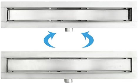 Aica Sanitär Duschrinne Edelstahl Bodenablauf mit Siphon, Haarsieb und Geruchsstop Komplettset 2 in 1 Befliesabr extra flach Rinne (40 cm)