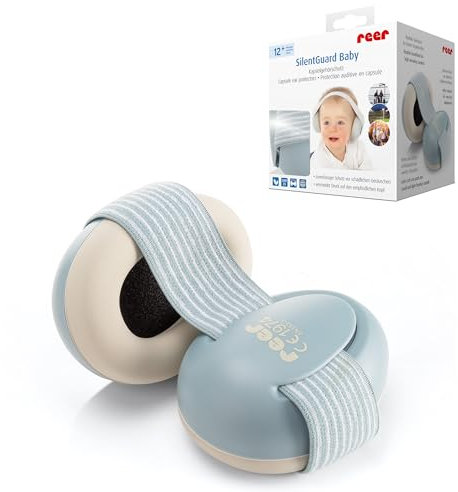 Reer SilentGuard Baby Gehörschutz, In Deutschland auf Sicherheit getestet, weich und leicht für den empfindlichen Baby Kopf, mitwachsend, blau