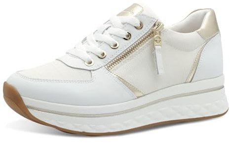Tamaris Comfort Damen Plateau Sneaker mit Reißverschluss Sportlich, Weiß (White), 40 EU