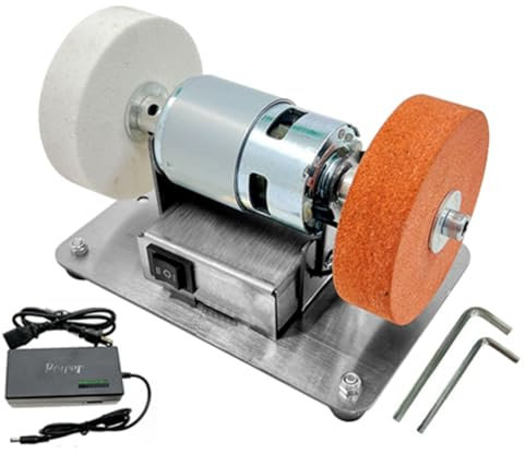 SAROAD Enchufe Europeo, Amoladora Doble de 100 W, Motor de Amoladora, Mini Muela Eléctrica de Pulido Grueso y Fino, Piedra de Afilar