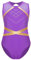 Xnihocha Mädchen Turnanzug Glitzer Gymnastikanzug Ärmellos Sportbody Einteiliger Leotard Ballett Trikot Ballettanzug Wettkampf Tanzkostüm Violett 134-140