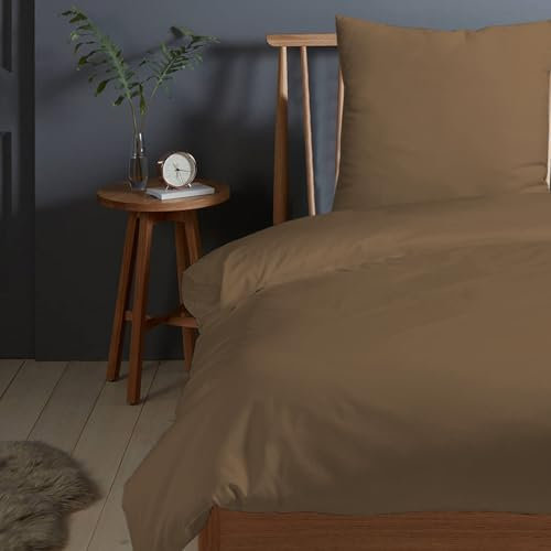 Pizuna Bettwäsche 155x220 Baumwolle Holziges Braun, 400 Fadenzahl 100% Langstapelige Baumwolle weiche Satinbindung, Bettbezug 155x220 cm mit Knopfverschluss und 1 Kissenbezug 80x80 cm